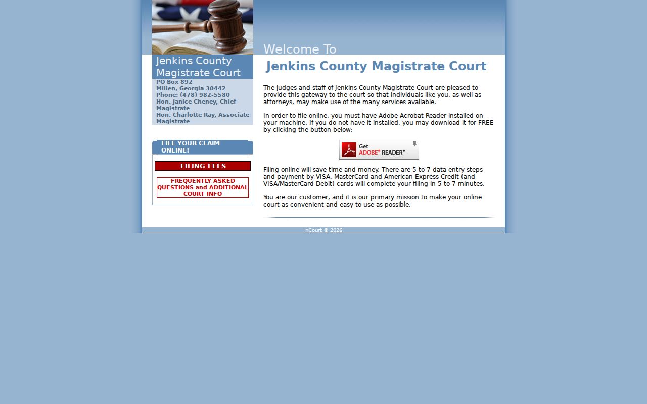 Jenkins County civil docket Magistrate filing gateway